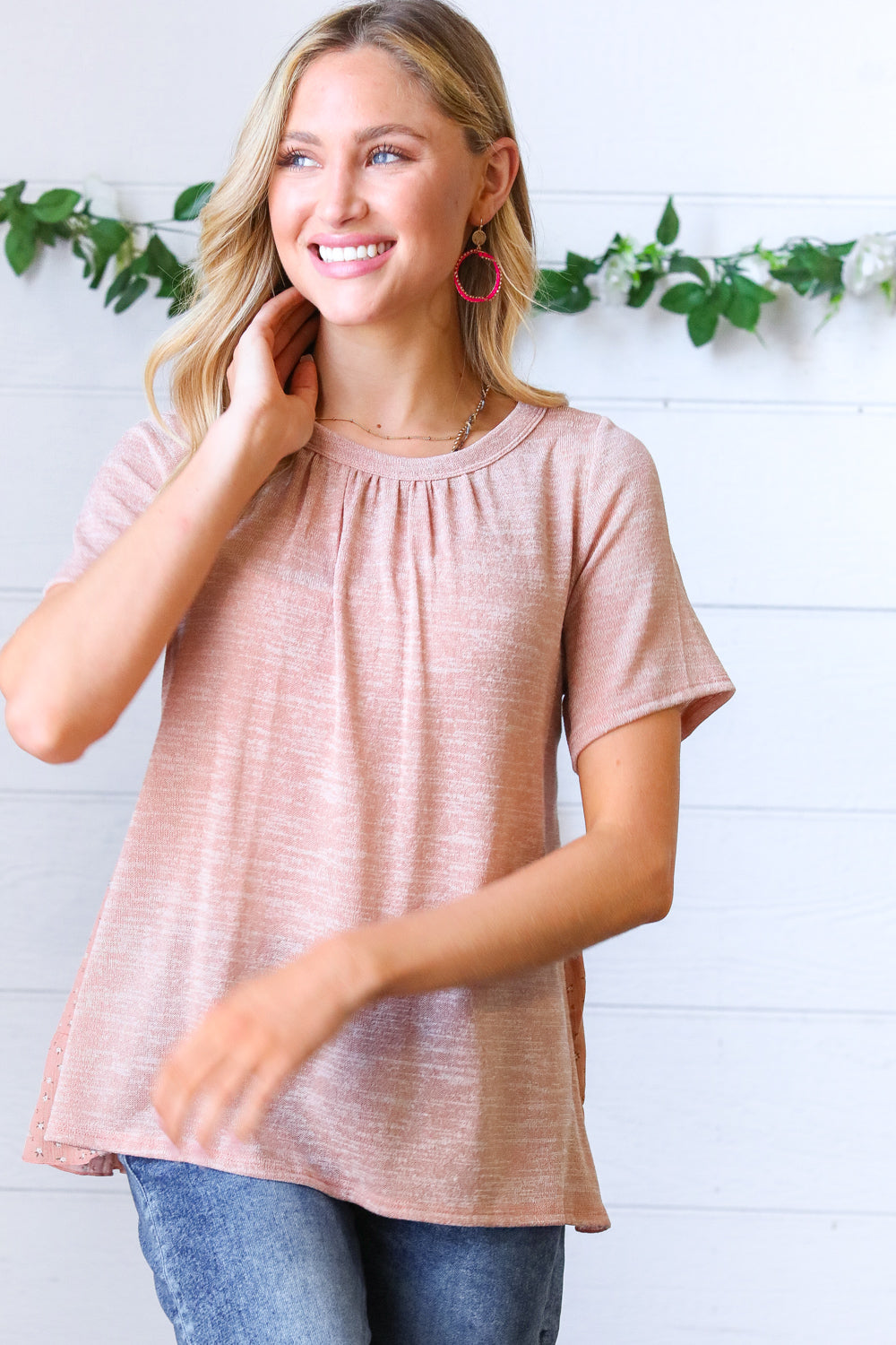 Mauve Tie Back Crinkle Floral Top